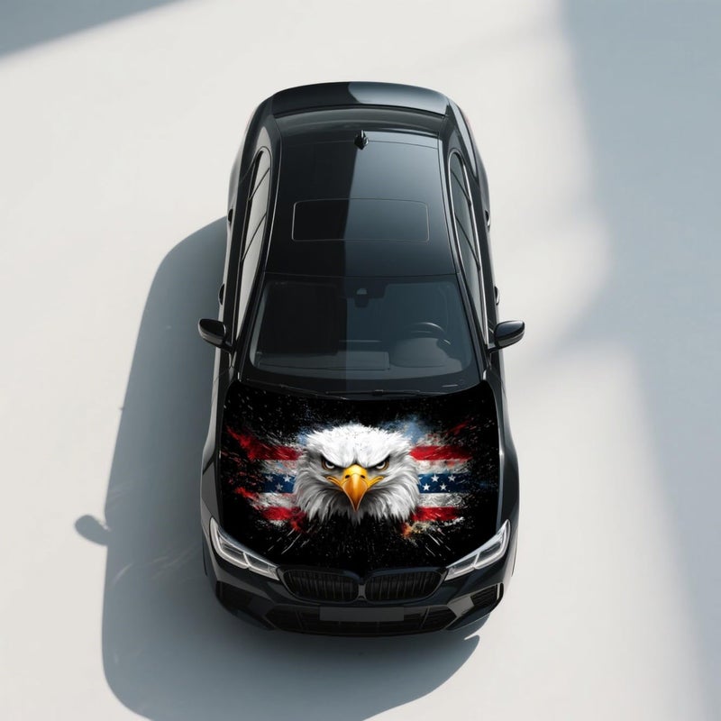 Tobethay American Car Hood Cover - 59x51 Car Hood Cover Eagle Flag Bonnet Banner with 2 Adjustable Triangular Fasteners, Universal Fit for Trucks, SUV, 250th Anniversary Flag - Image 3